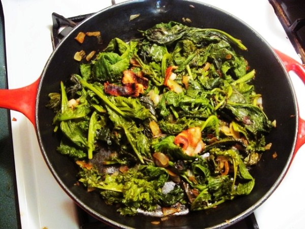 Yummy greens in bacon grease